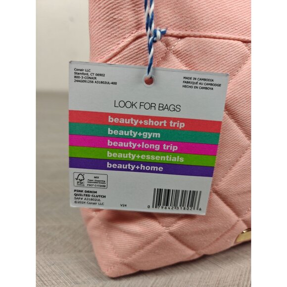 Tartan + Twine Pink Quilted Clutch Travel Organizer Makeup Bag NEW - Picture 5 of 8